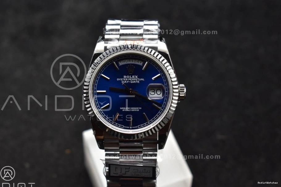 vr3255 DayDate SS V5 Blue Bracelet 36 Best Edition on (Gain Steel 904L Dial President Weight) QF Packable 672 1211